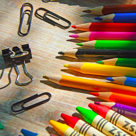 crayons and paperclips