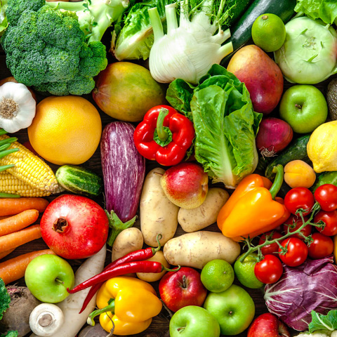 various vegetables and other fresh produce